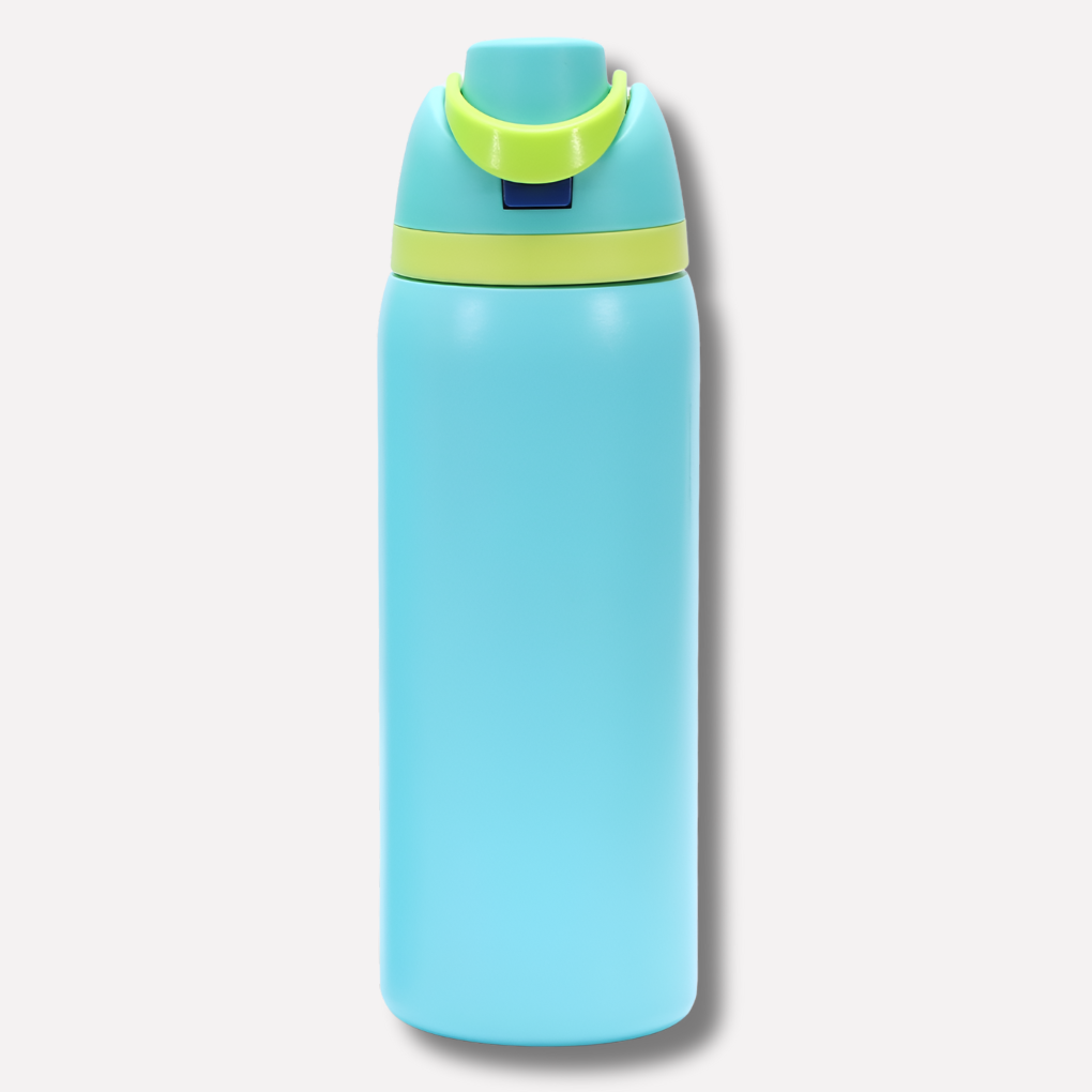 Stylish unisex insulated stainless steel water bottle, leakproof with straw for daily use.