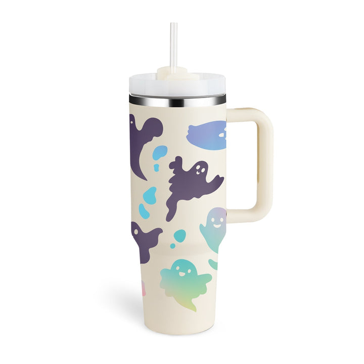 ChillMate insulated straw mug with handle. Keeps drinks hot/cold for travel, office, outdoor.