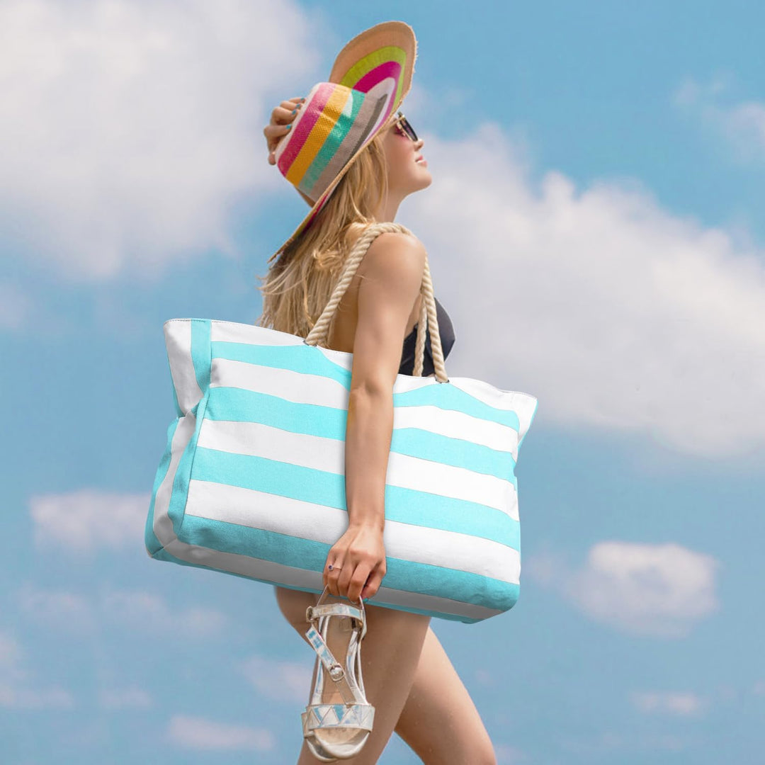 Person carrying a waterproof travel tote bag on a city street, comfortable.