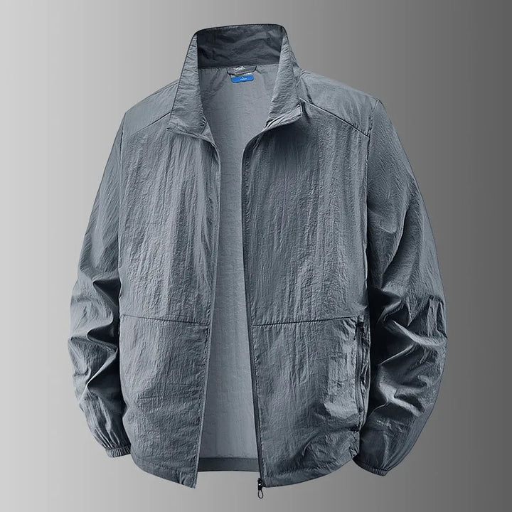 Unisex lightweight sun protection jacket in a neutral color, perfect for outdoor activities & travel
