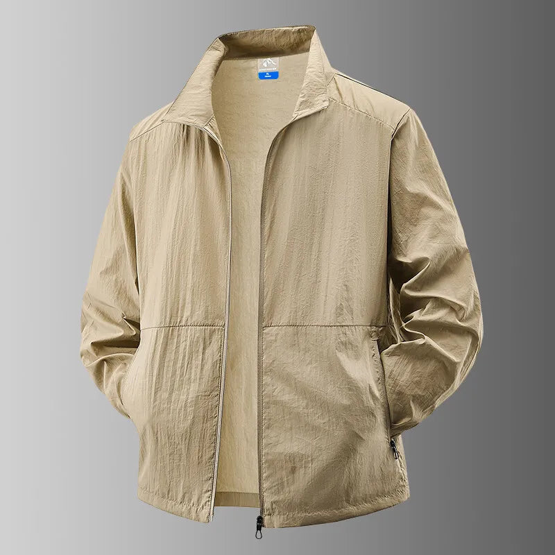 Model wearing a breathable unisex sun jacket, ideal for activewear and protection from UV rays