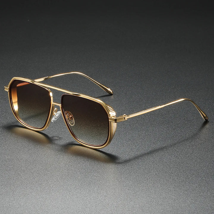 Gold metal frame aviator sunglasses for men & women. Stylish luxury eyewear with UV400 protection.