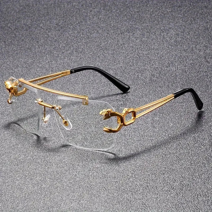 Unisex bold eyewear, 'Luxury Statement' sunglasses, presented on a clean background, emphasizing their elegant design.