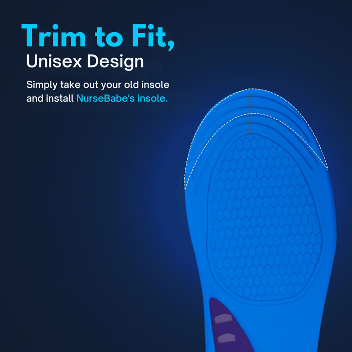 Unisex insoles featuring memory foam and gel, ideal for sport activities and enhanced foot comfort