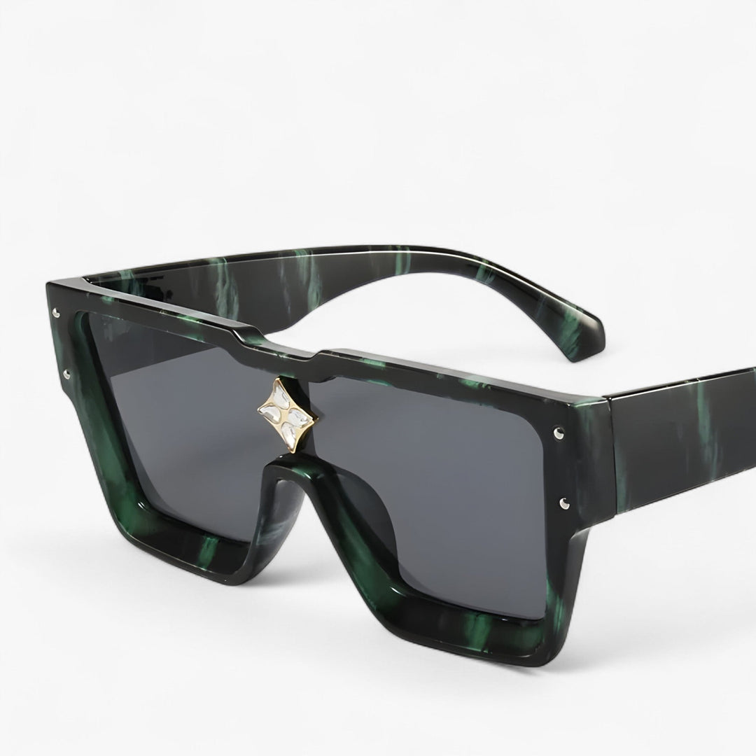 Edgy unisex mirrored punk sunglasses. Angular design, perfect for streetwear fashion and UV400 eye protection.