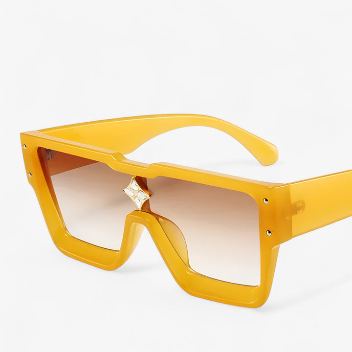 Punk-inspired mirrored angular sunglasses. Unisex UV400 eyewear, perfect for streetwear and a bold fashion look.