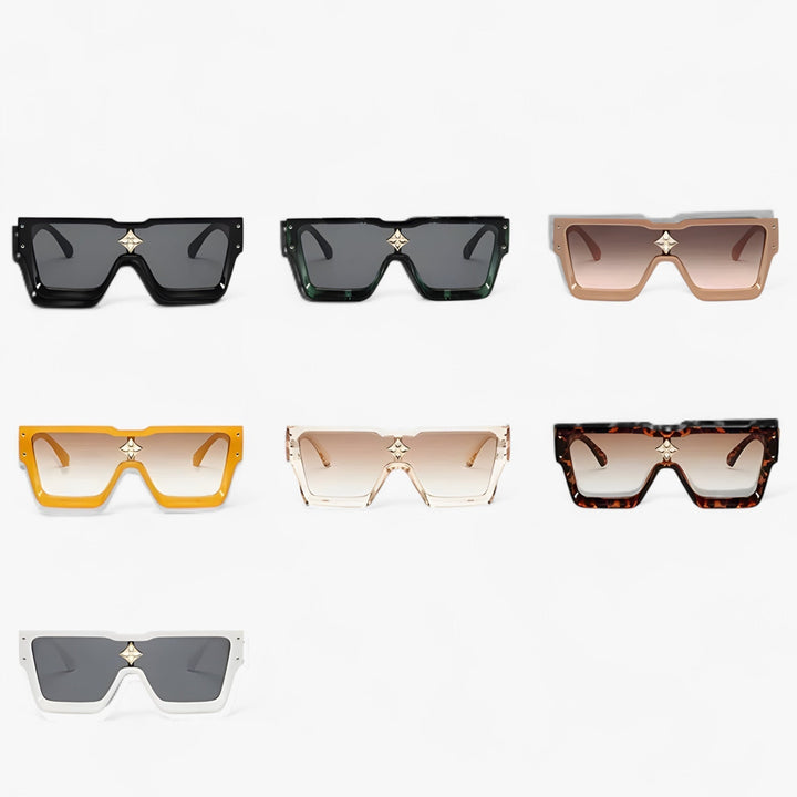 Reflective mirrored punk sunglasses, unisex and angular. UV400 protection for edgy streetwear fashion style.