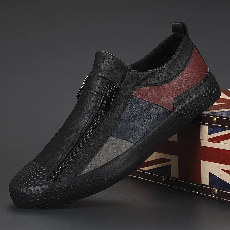 Close-up of a Modern Zip-Up Sneaker, highlighting the unique zip closure and comfortable canvas upper.