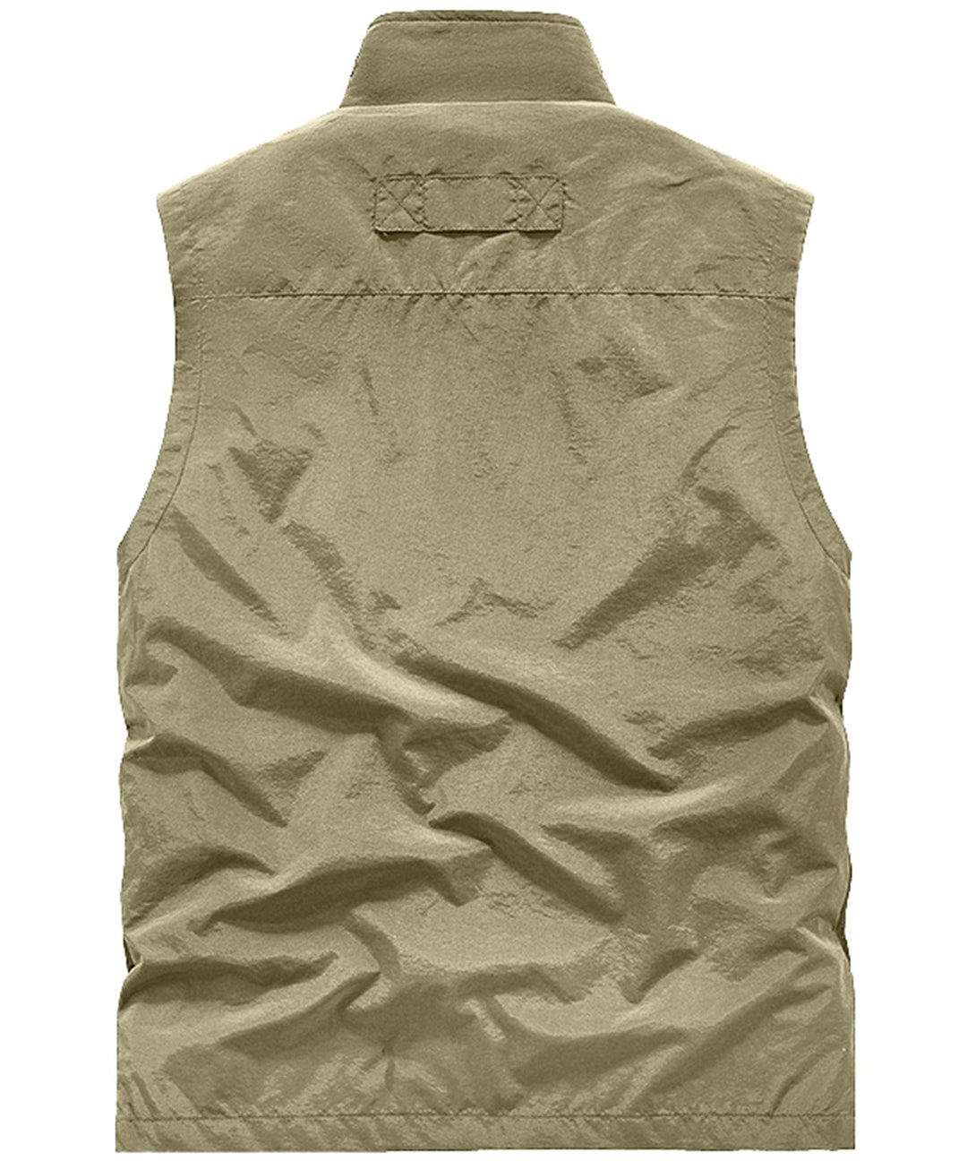 Detail of the zipper and secure pockets on a unisex adventure vest for outdoor enthusiasts.