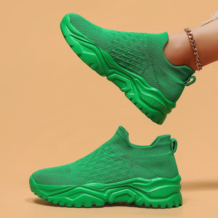 Detail of the cushioning insole inside the green Unisex Ortho Cloud Slip-On Shoes for superior comfort