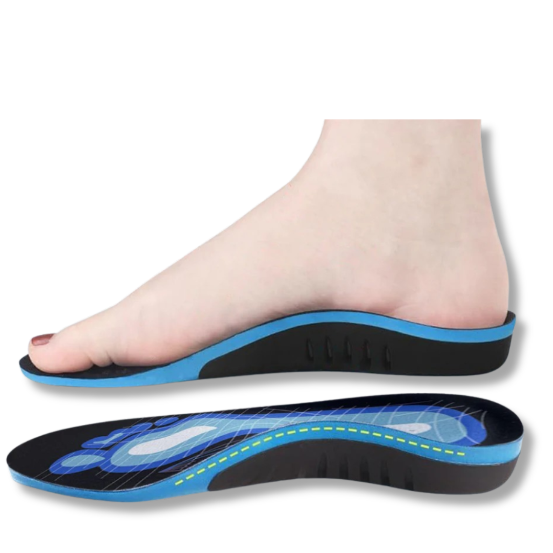 Pair of orthotic arch support insoles, essential foot care for pain relief and comfort