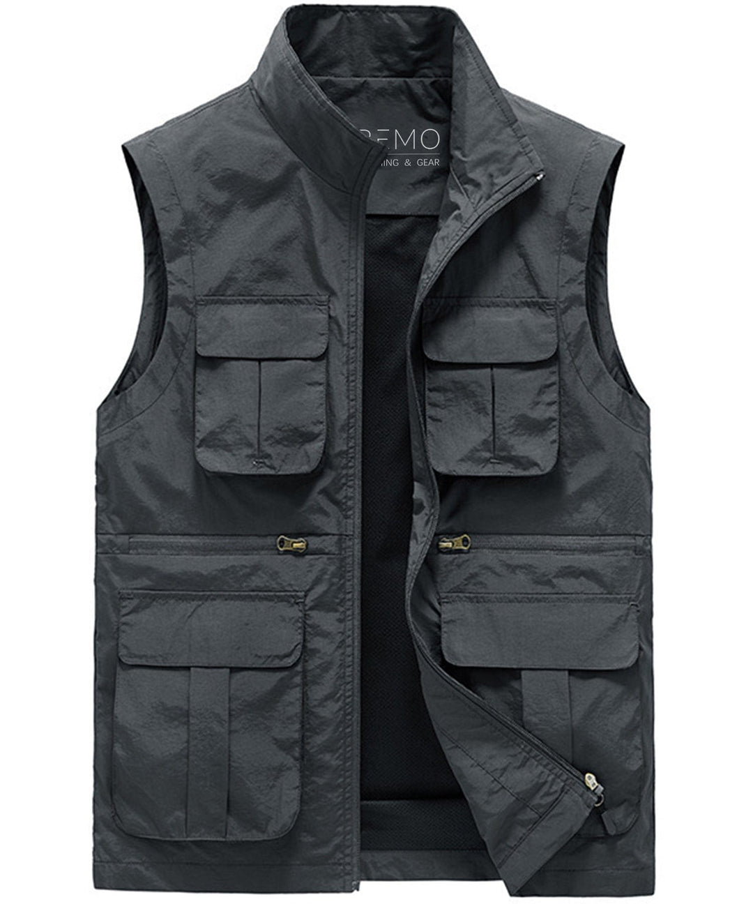 Lightweight unisex fishing vest featuring many pockets, made for comfort during hiking or travel.