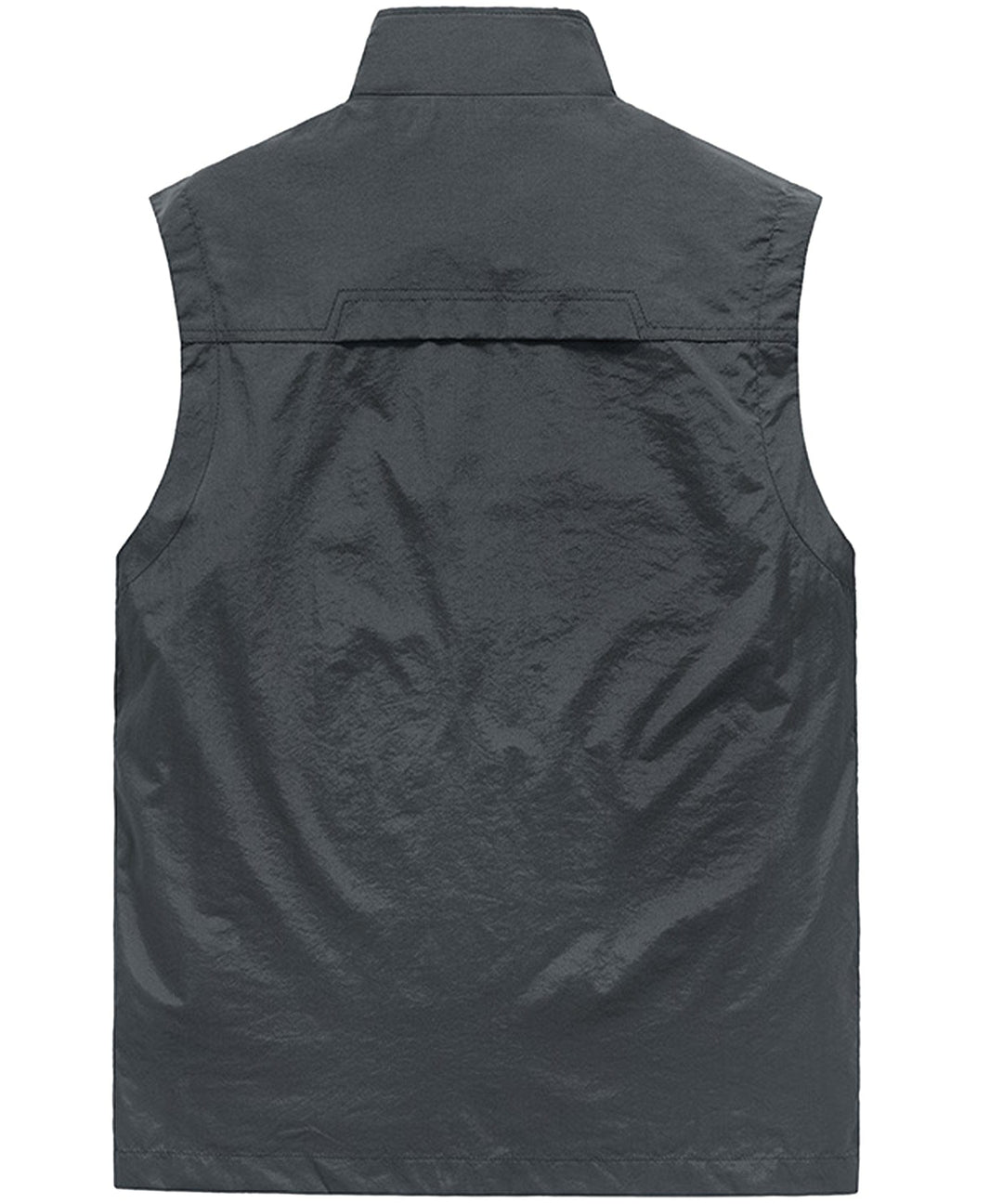 Grey multi-pocket travel vest, unisex design, excellent for safari, hiking and adventure.