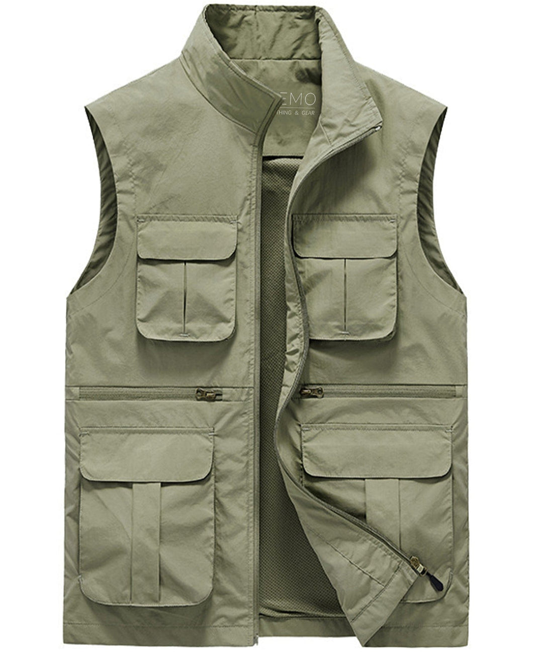 Close-up of a black multi-pocket vest, showcasing durable fabric and spacious storage options.