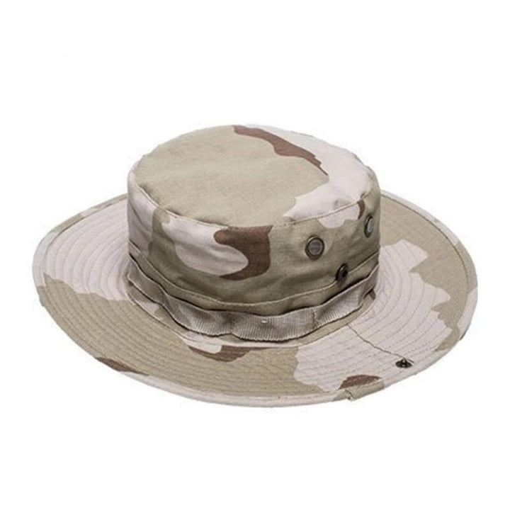 Unisex outdoor wide brim hat, featuring a secure neck strap, designed for active outdoor lifestyles.
