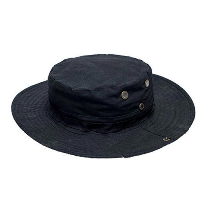 Camo outdoor wide brim sniper hat, breathable and packable, ideal for camping and outdoor activities.