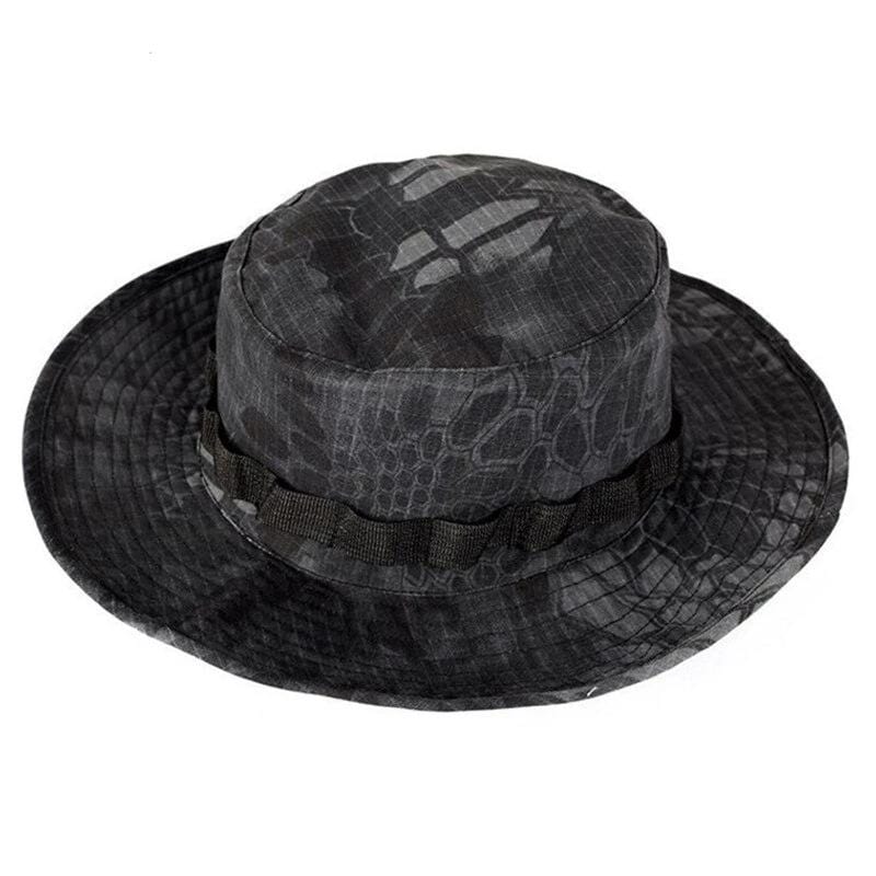 Close-up of the breathable fabric on a unisex outdoor wide brim hat, suitable for all-day wear.