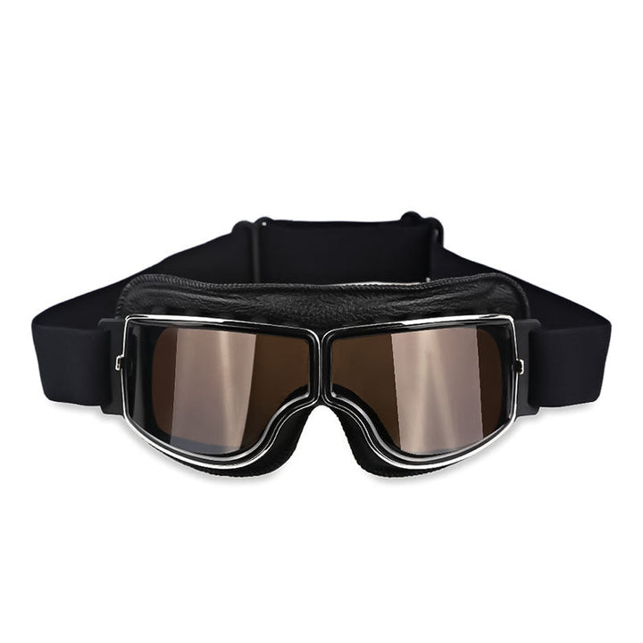 Unisex motorcycle eye protection goggles, anti-fog & UV, designed to fit over spectacles.