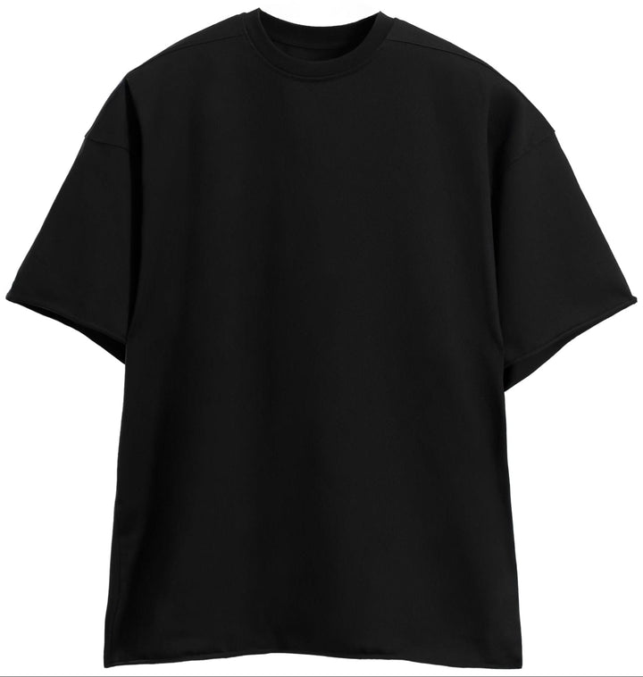 Unisex oversized drop shoulder cotton tee in white, perfect for casual streetwear and comfortable wear.