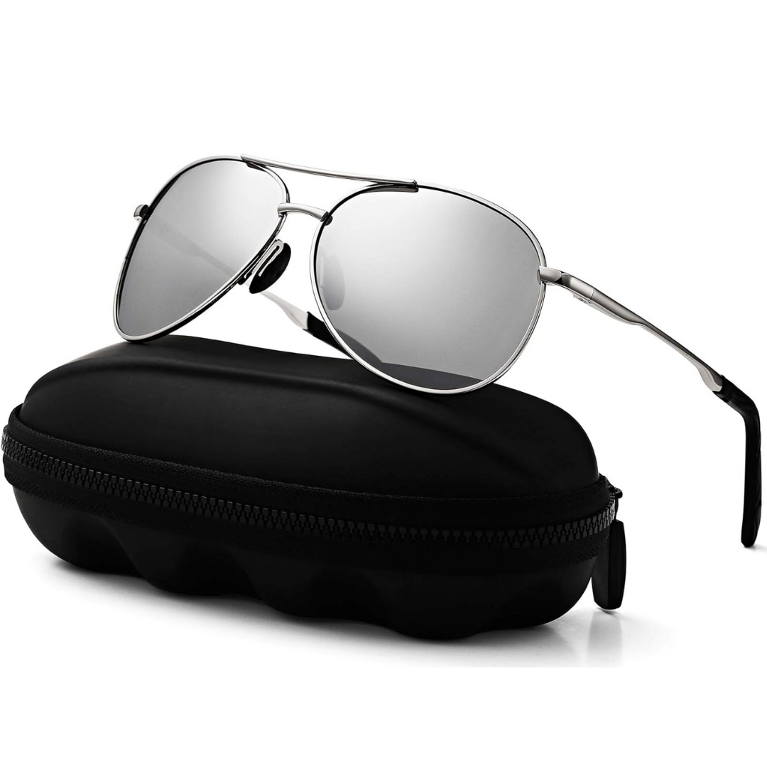 Unisex metal frame aviator sunglasses, polarized for glare reduction. UV400 protection, great for driving & fashion.