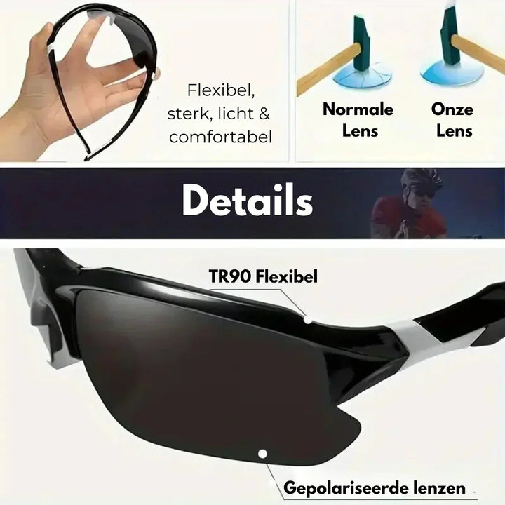 Versatile unisex sports sunglasses with polarized lenses for UV protection during any outdoor active performance.