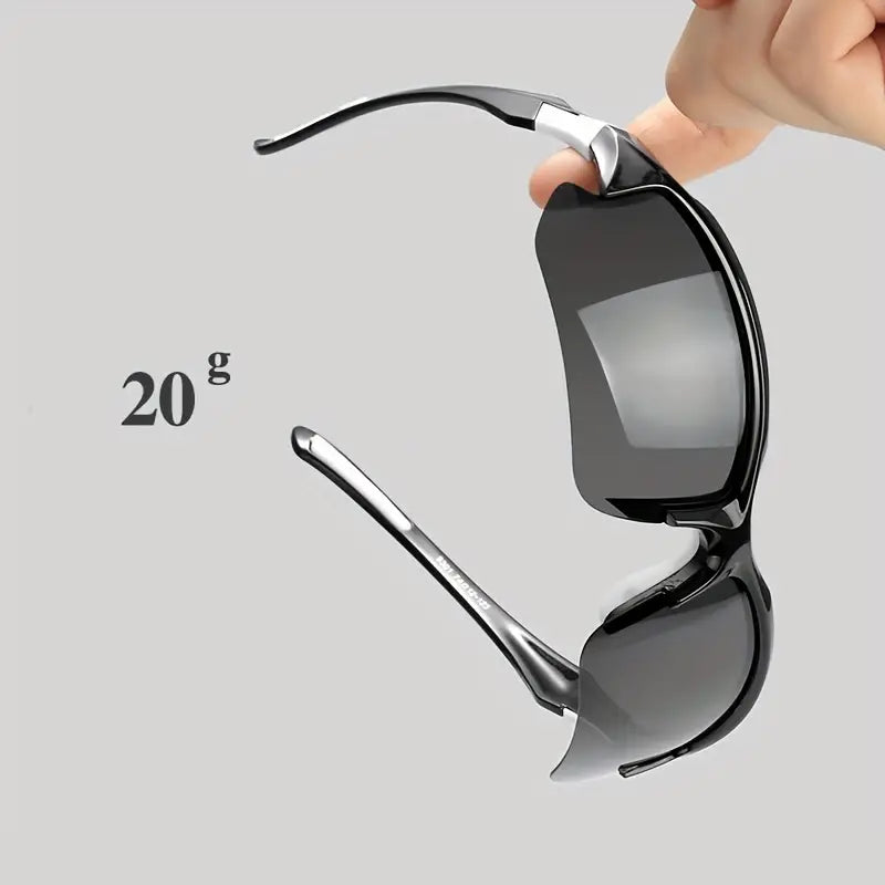 Lightweight unisex polarized sports sunglasses ensuring clear vision & UV protection for all active pursuits.