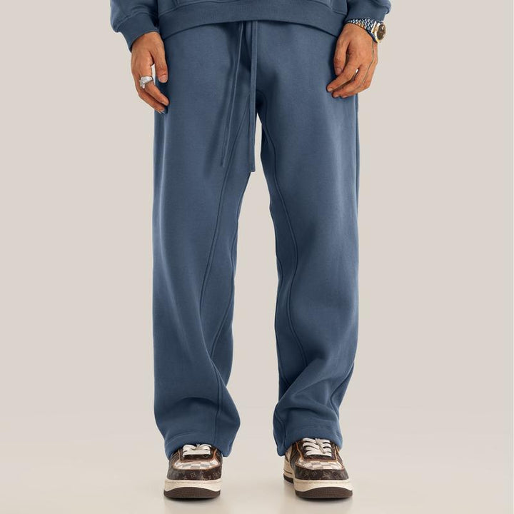 Stylish wide leg cotton fleece sweatpants for men and women, featuring a comfortable relaxed fit