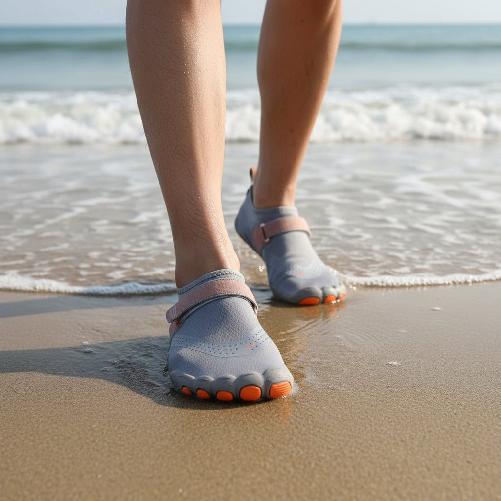 Lightweight, breathable unisex quick-dry aqua shoes with barefoot feel, ideal for beach & pool activities.