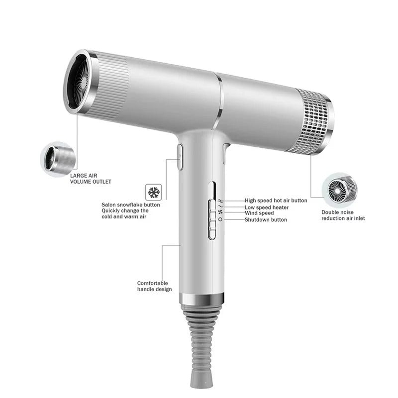 Front view: RapidDry Pro Ionic Hair Dryer, TavvitaImp008. Designed for fast, efficient unisex hair styling & frizz control.