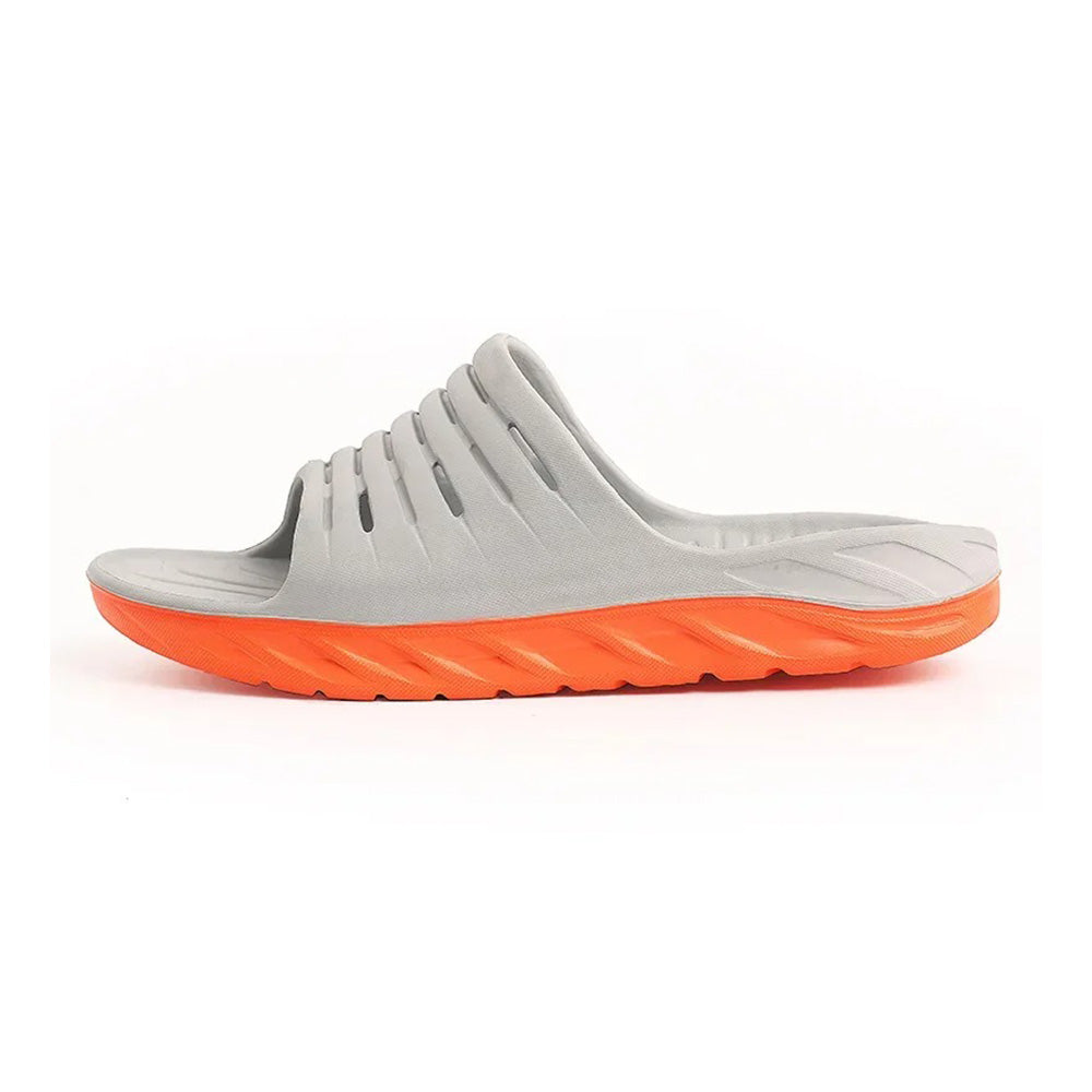 Comfortable shock-absorbing unisex slides for post-workout recovery & daily foot pain relief. Great arch support.