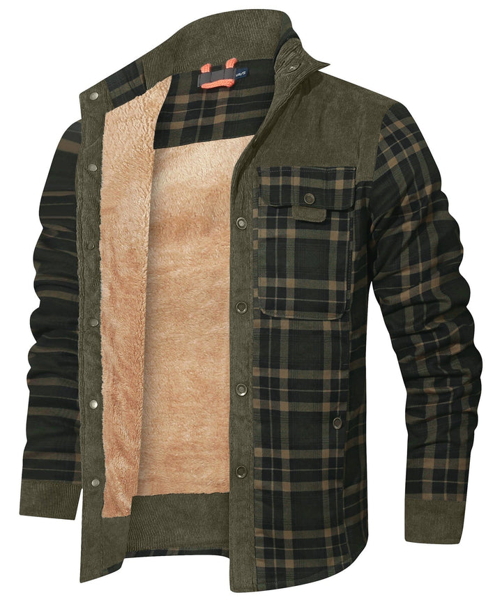 Unisex outerwear: a warm, insulated plaid flannel jacket, ideal for cold days
