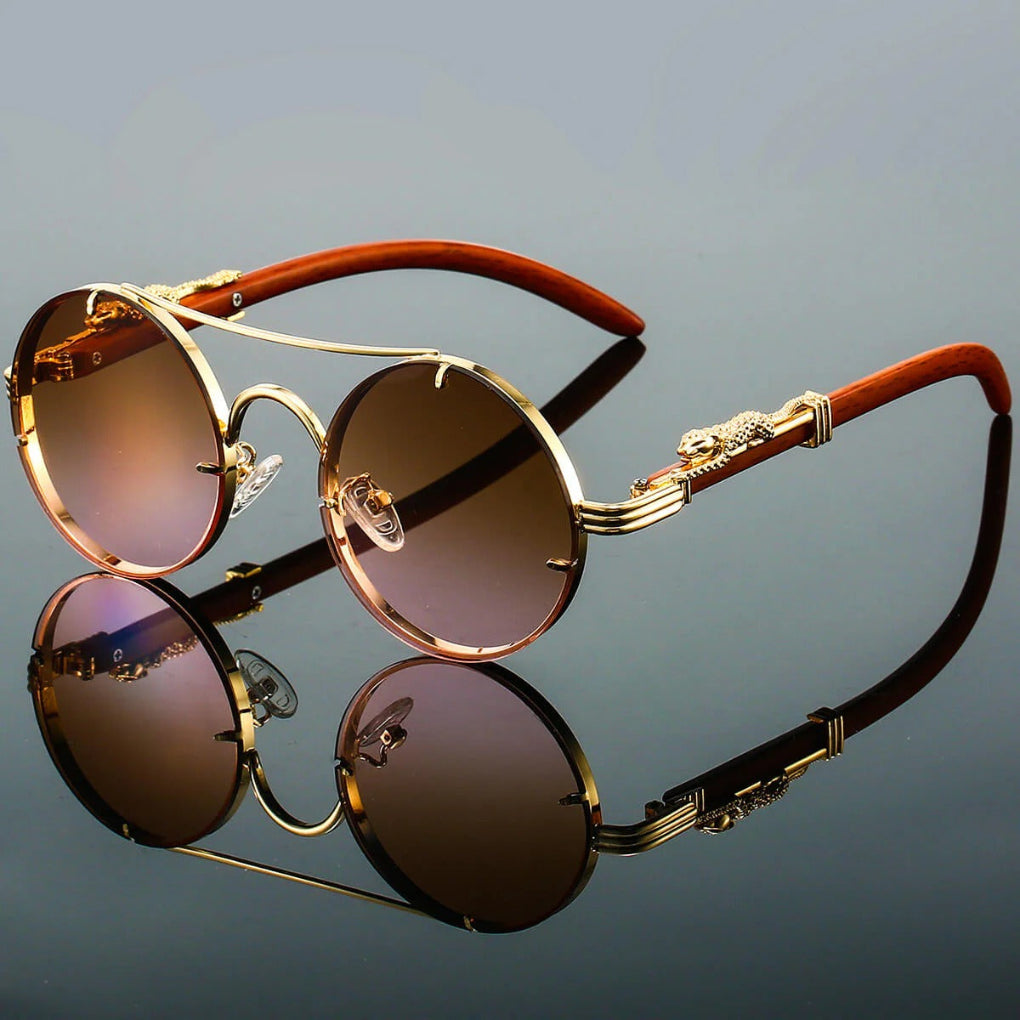 Classic round frame retro sunglasses featuring a stylish double bridge and full UV protection for him/her.