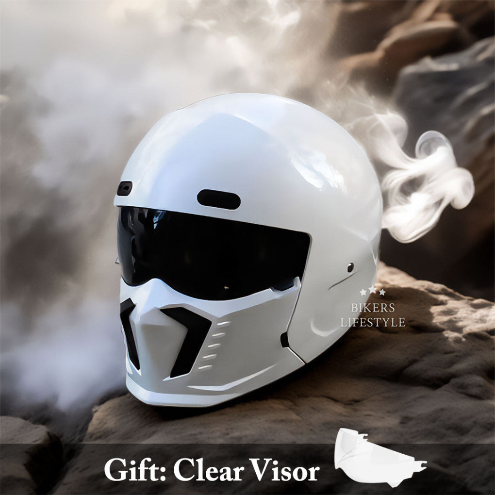 Unisex open face retro motorcycle helmet. Vintage brown leather trim, DOT & ECE certified rider gear.
