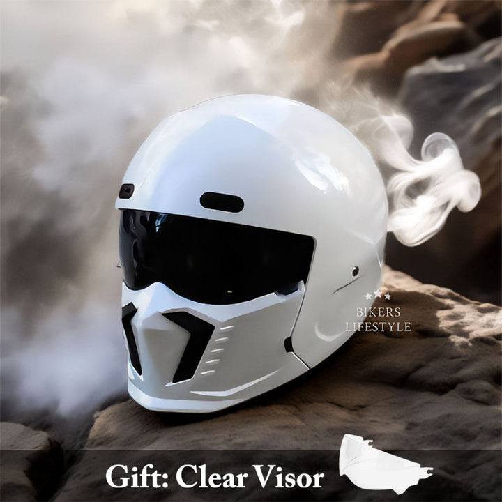 Unisex open face retro motorcycle helmet. Vintage brown leather trim, DOT & ECE certified rider gear.