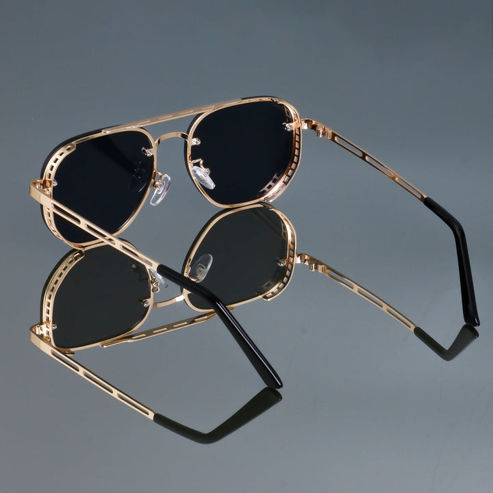 Unisex retro oval sunglasses by a beach, symbolizing summer essentials and reliable UV400 protection.