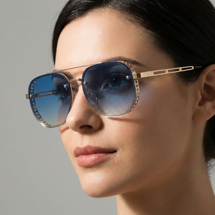 Side view of unisex retro oval sunglasses, showcasing the classic oval frames and quality craftsmanship.