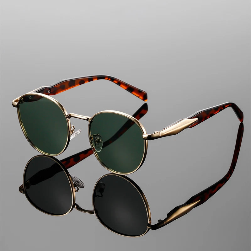 Unisex retro round flip-up sunglasses for UV protection