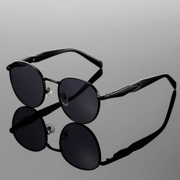 Classic round flip-up sunglasses offering UV protection