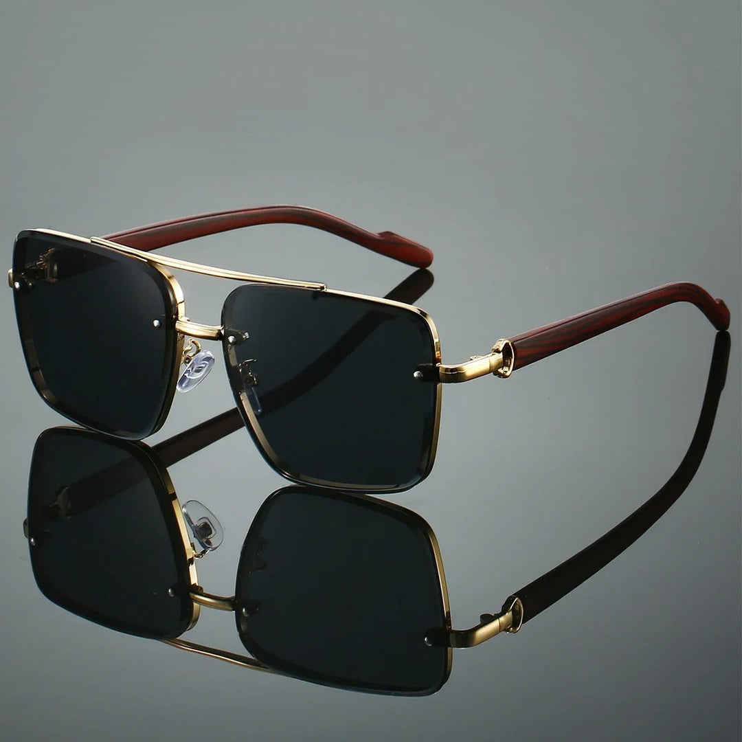 Retro square sunglasses with a metallic alloy frame, suitable for both men and women, fashion accessory