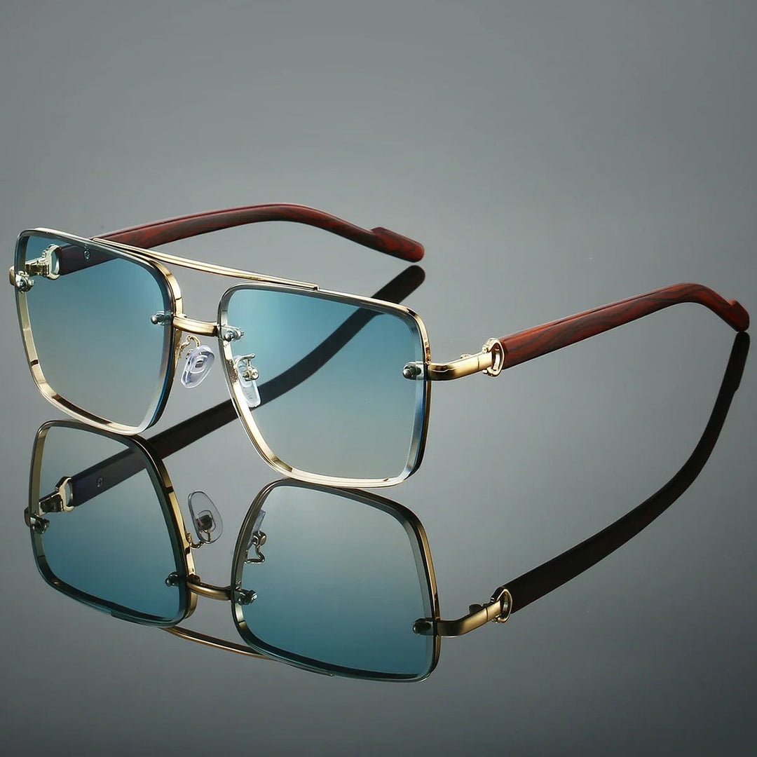 Fashionable unisex retro square alloy sunglasses, showcasing the detailed frame and tinted lenses