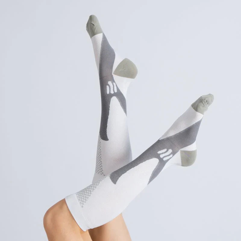 Unisex compression socks in Royal White Gray, promoting better health and ideal for daily wear