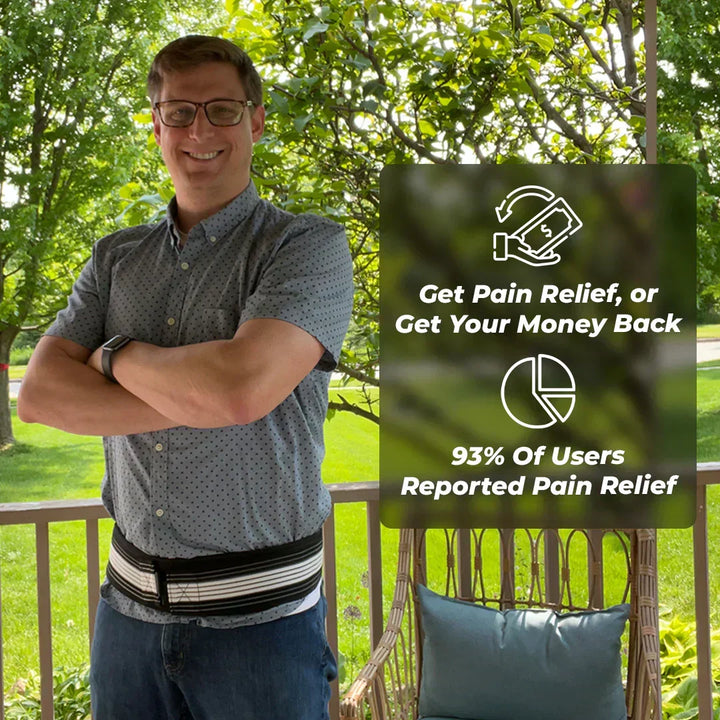 Sciatica relief belt, lumbar support for men & women. Eases hip & SI joint pain with adjustable comfort.