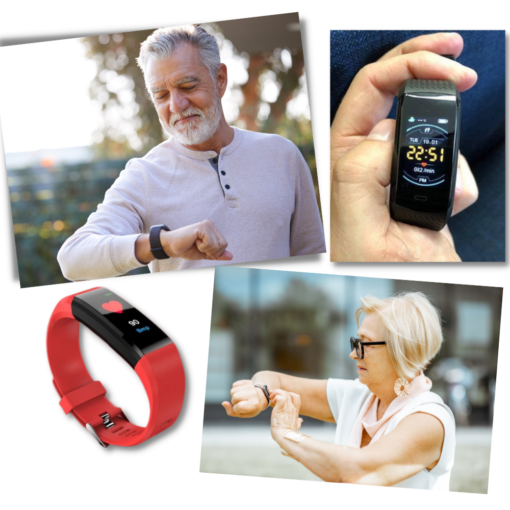 Senior-friendly digital watch with large, easy-to-read display for health stats. Perfect for elder wellness & fitness.
