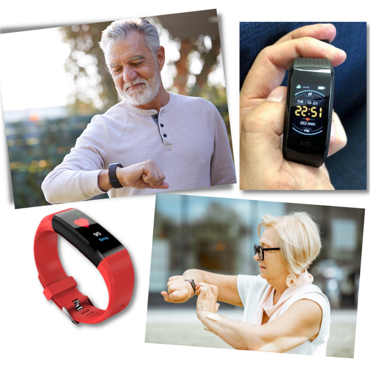 Senior-friendly digital watch with large, easy-to-read display for health stats. Perfect for elder wellness & fitness.