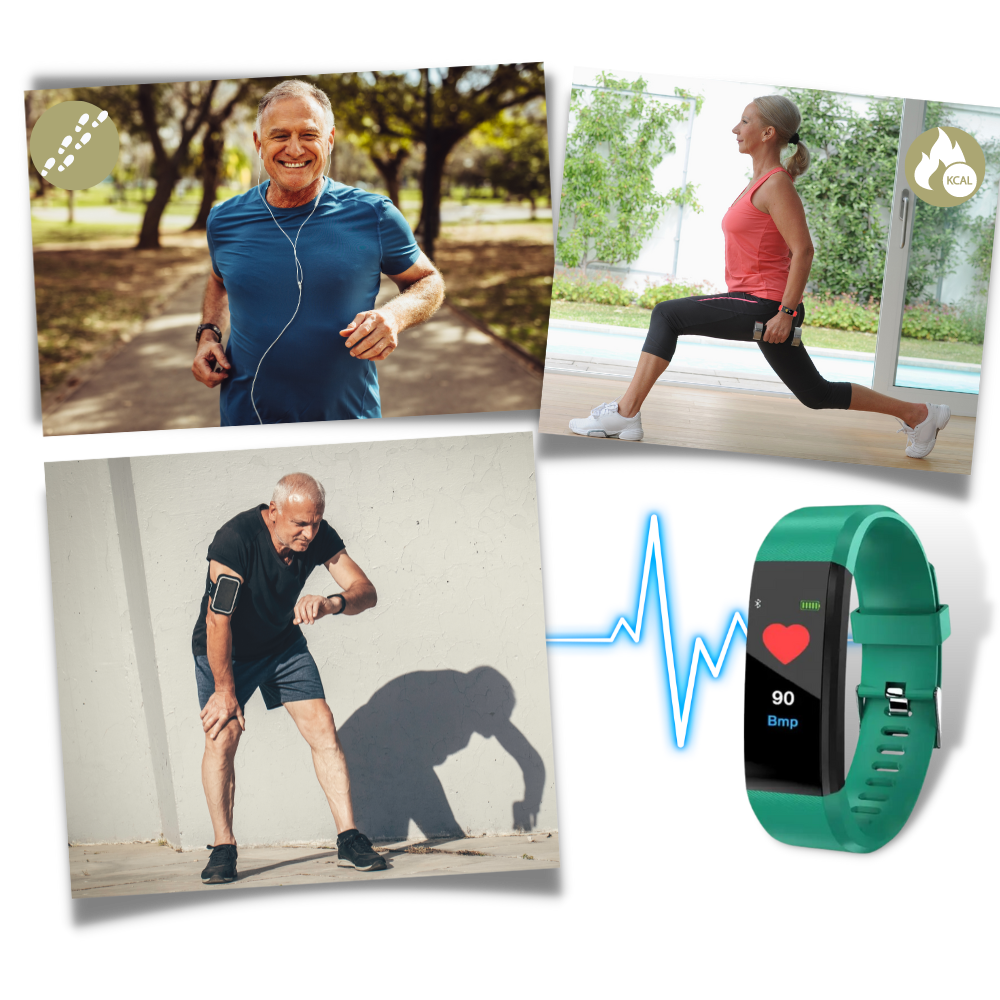 Waterproof senior smartwatch, durable & ready for any activity. Tracks fitness and health vitals reliably.