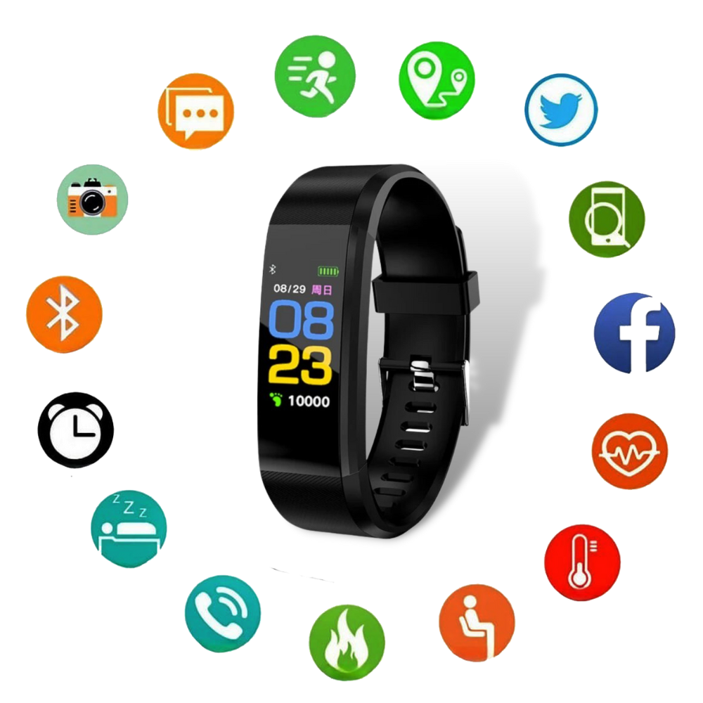 Clear display of the senior digital watch, highlighting its easy navigation and health monitoring features.
