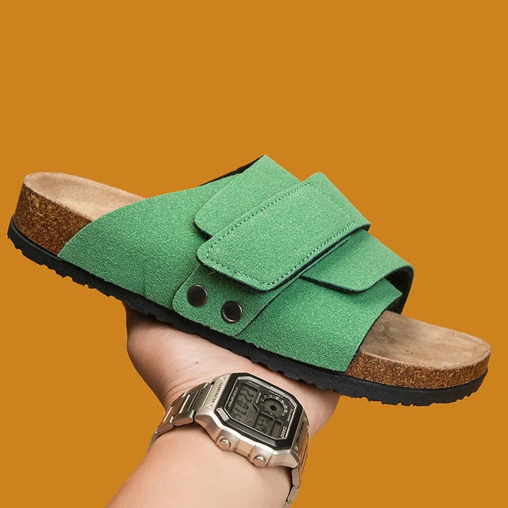 Detail of the sole of Shoreline Comfort Slide Sandals, emphasizing the comfort features of these slide sandals.