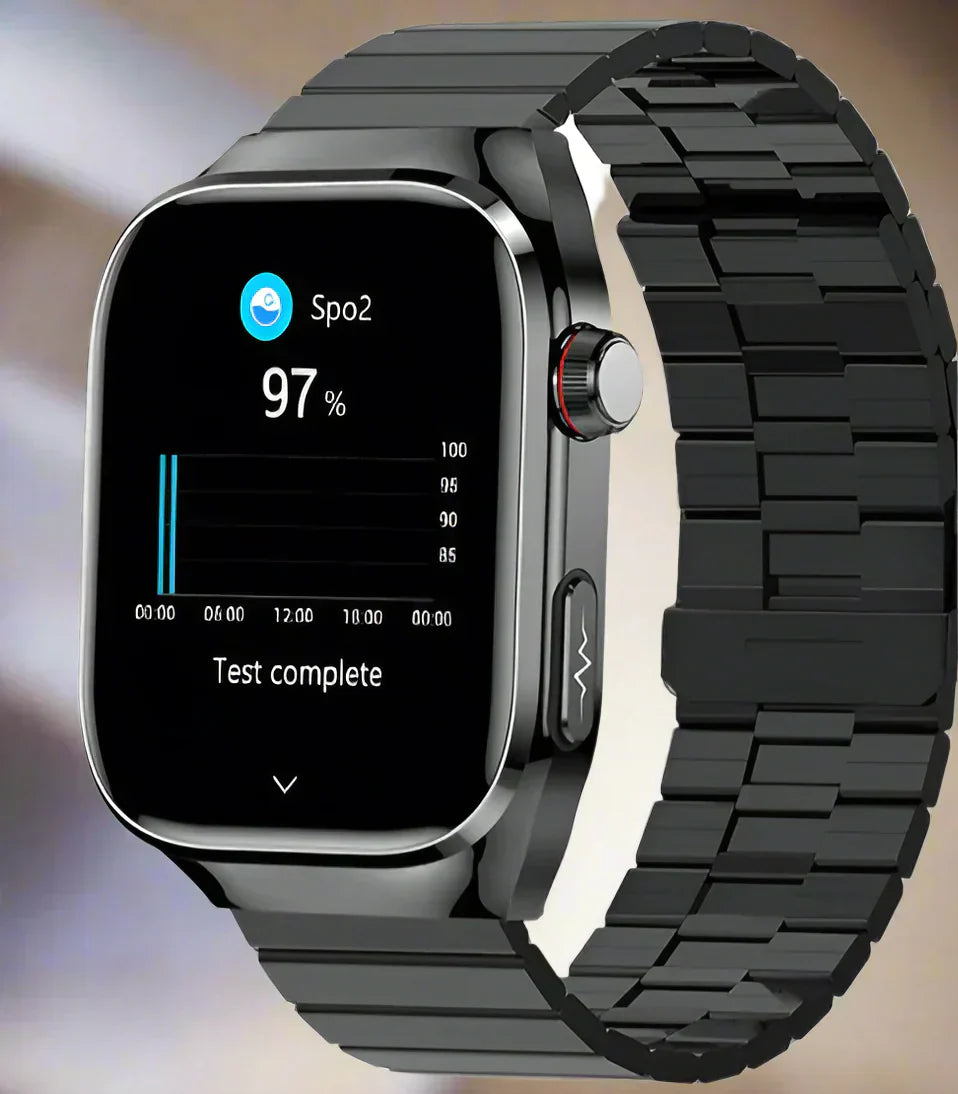 Smartwatch: blood sugar, ECG, uric acid, blood pressure & temperature monitor.