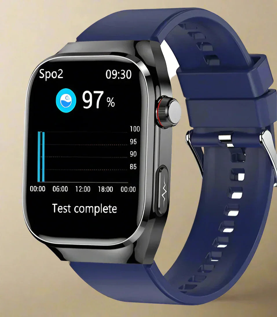 All-in-one health monitor smartwatch for proactive wellness and vital signs tracking.