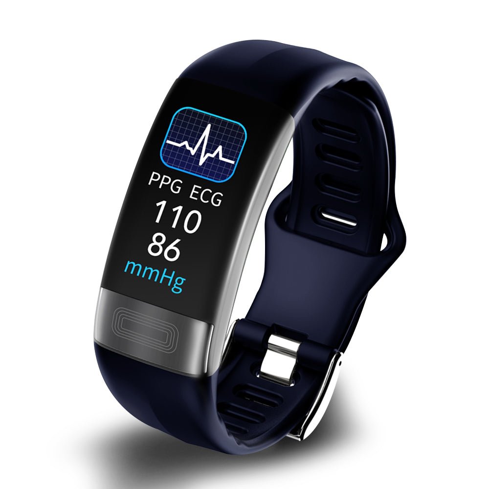 Water-resistant unisex smartwatch, ideal for daily health tracking including ECG, BP, and sleep.